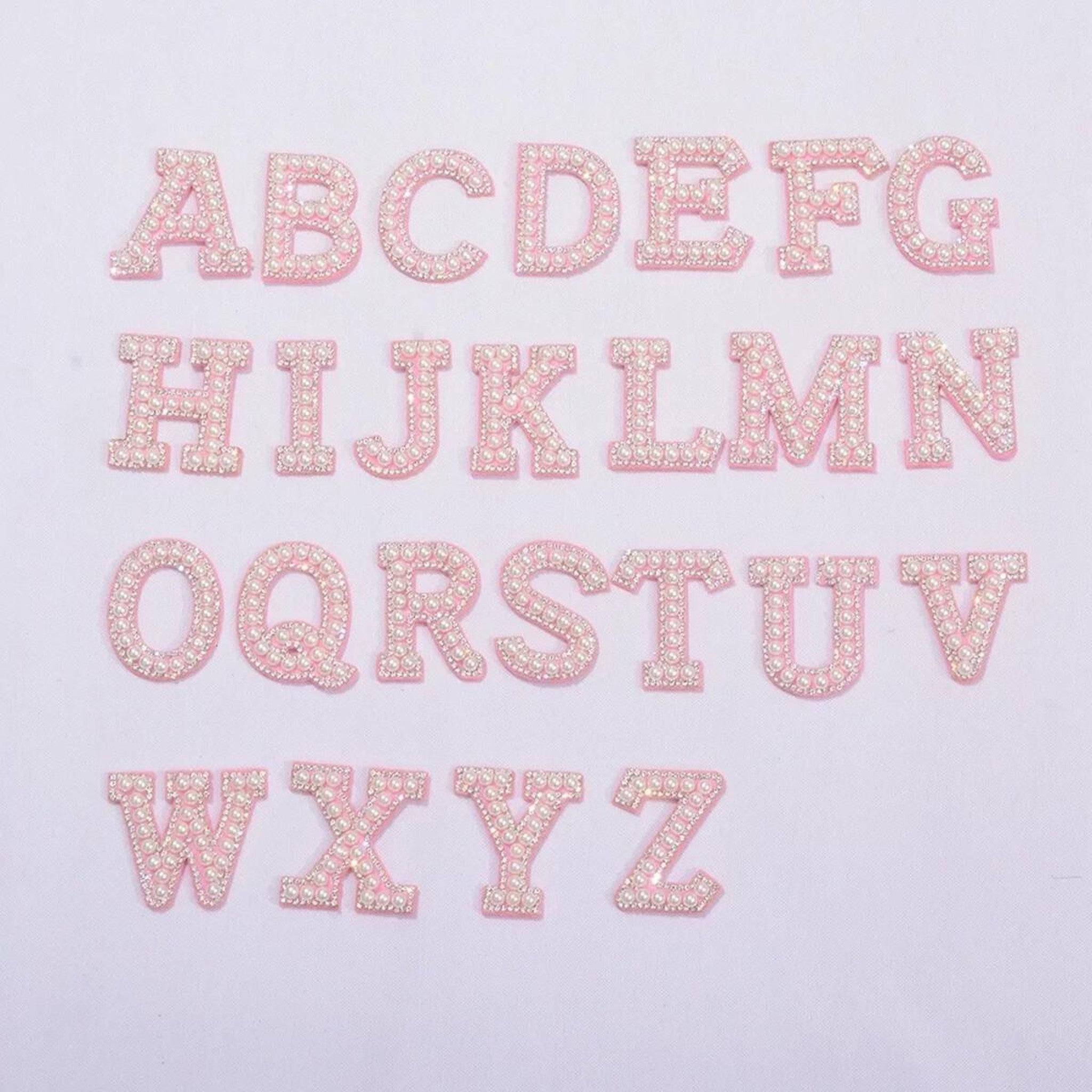 Pearl Rhinestone Letters Patch Bubbly