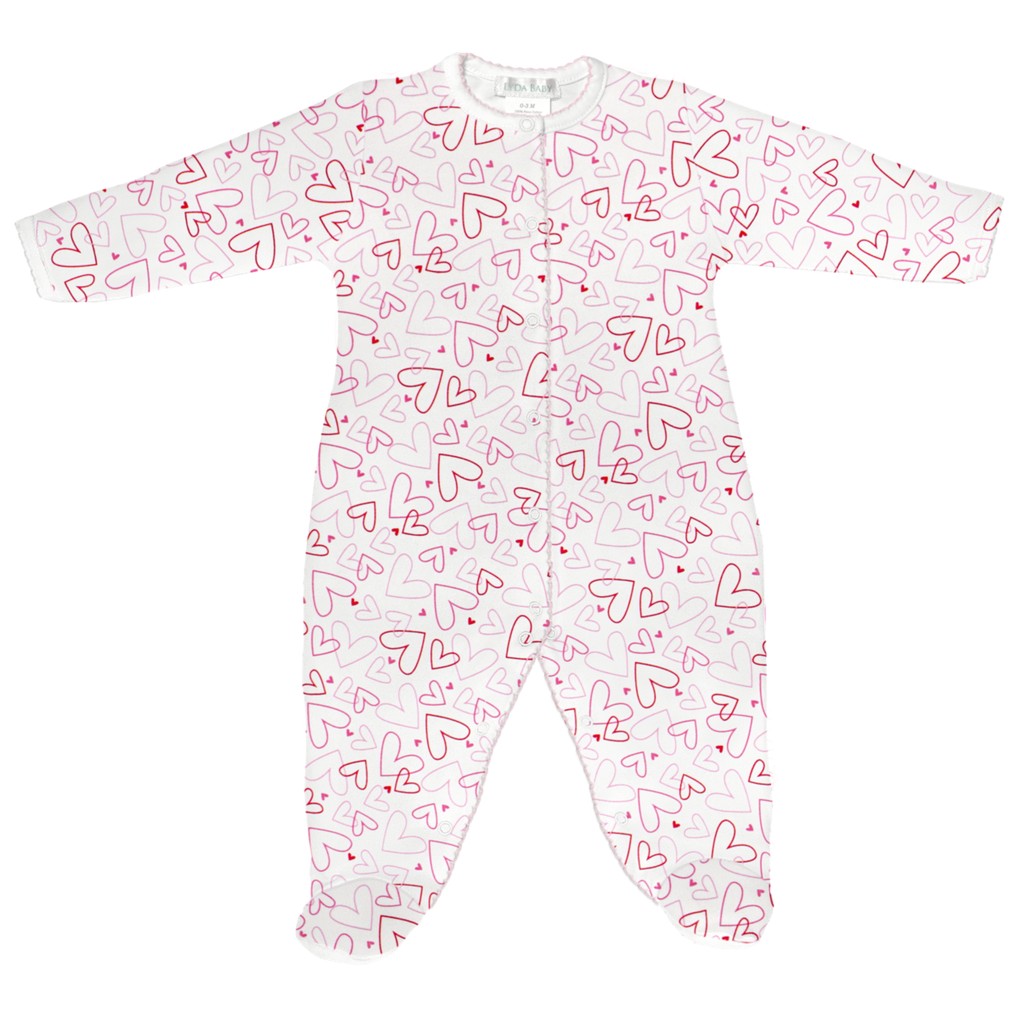 Doodle Hearts Printed Pima Footie