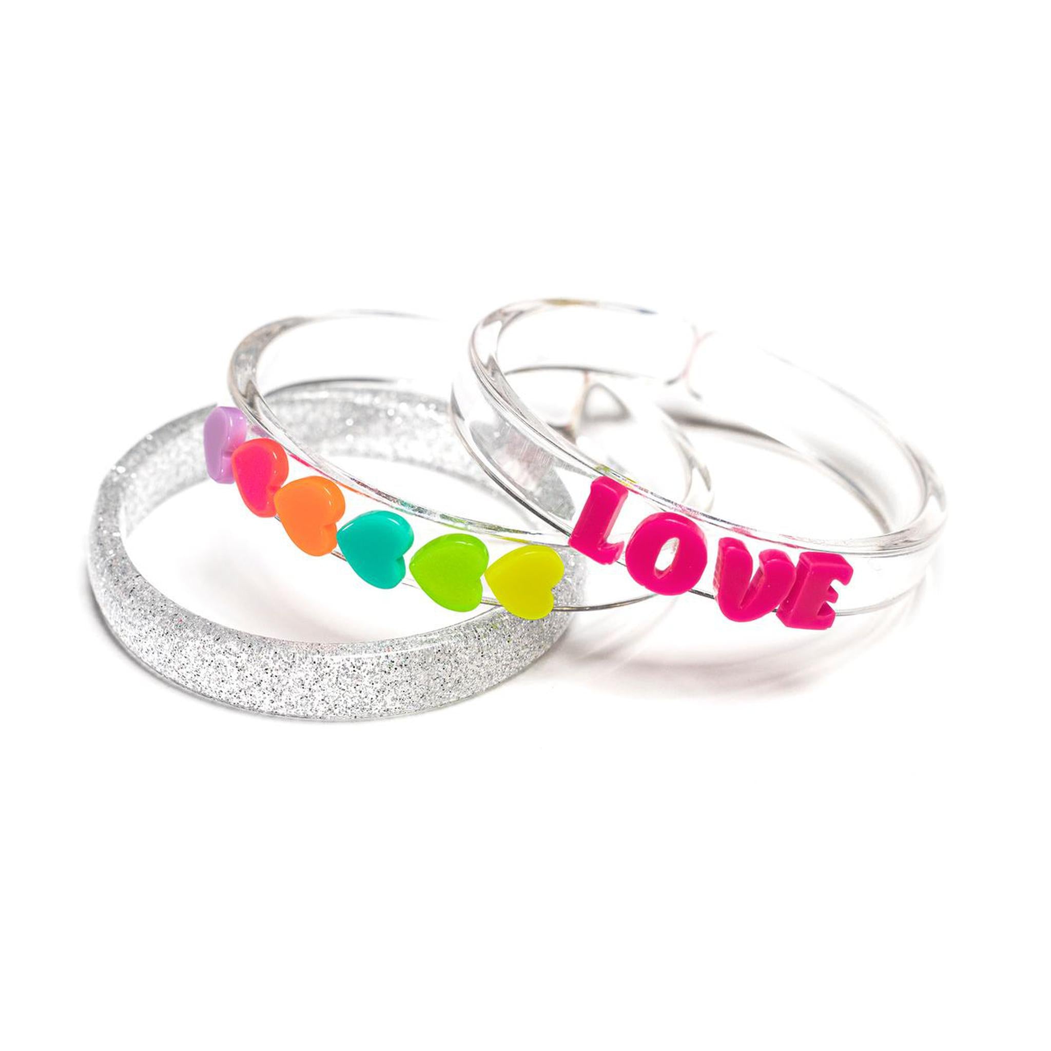 Centipede Neon Hearts Bangle Set