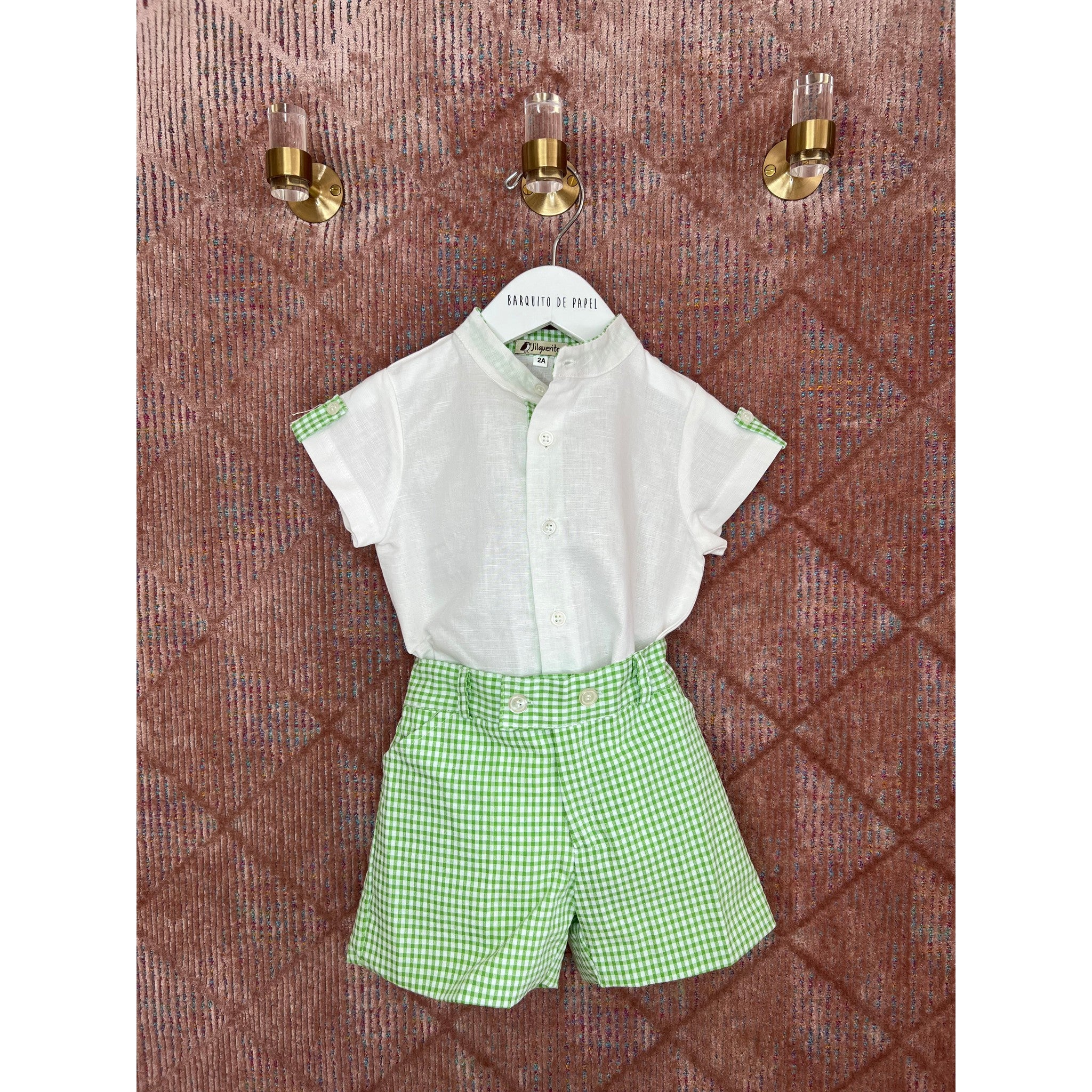 Green Vichy Short Set