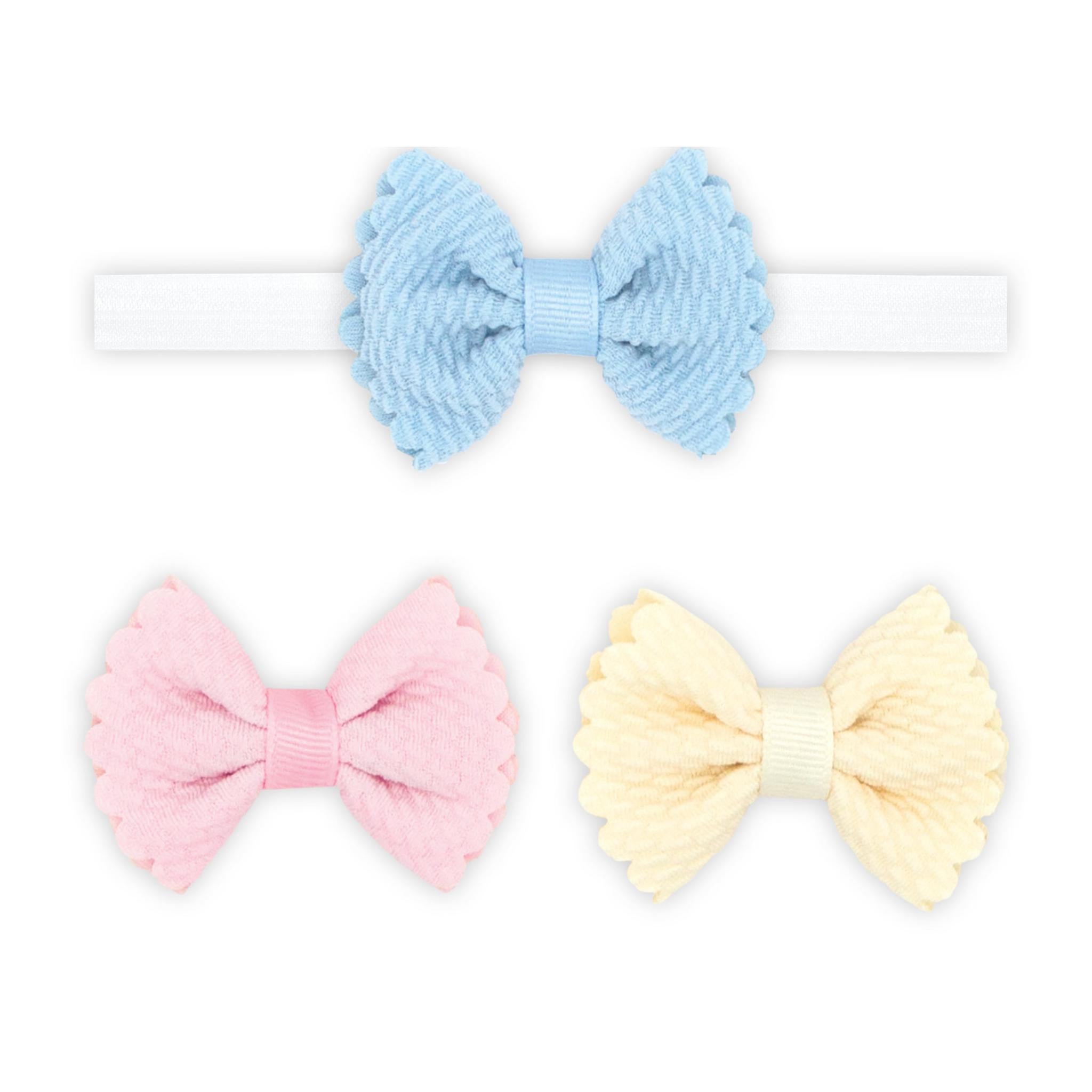 Three Tiny Soft-Textured Butterfly Hair Bows and Add-a-Bow Band