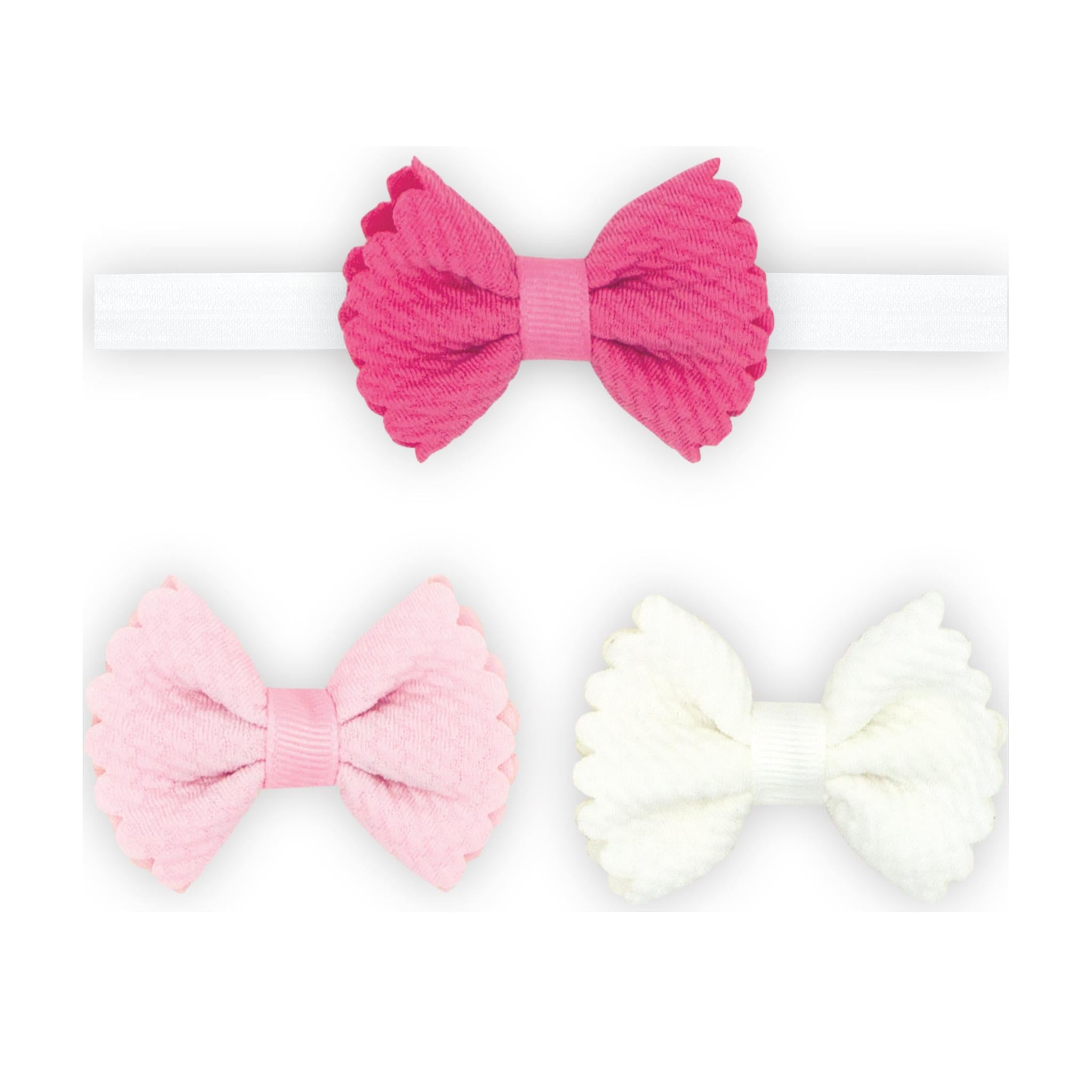 Three Tiny Soft-Textured Butterfly Hair Bows and Add-a-Bow Band