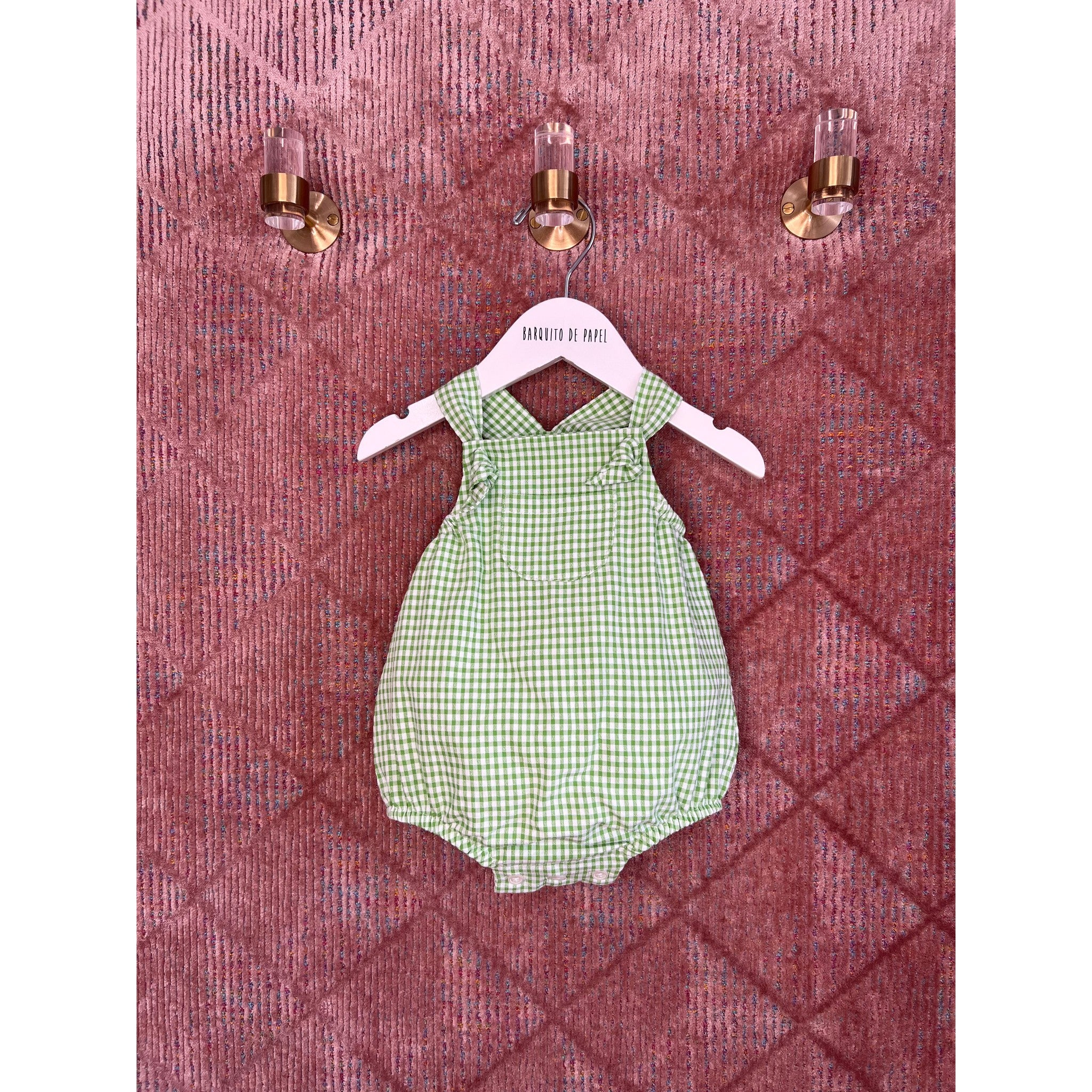 Green Vichy Nudos Romper