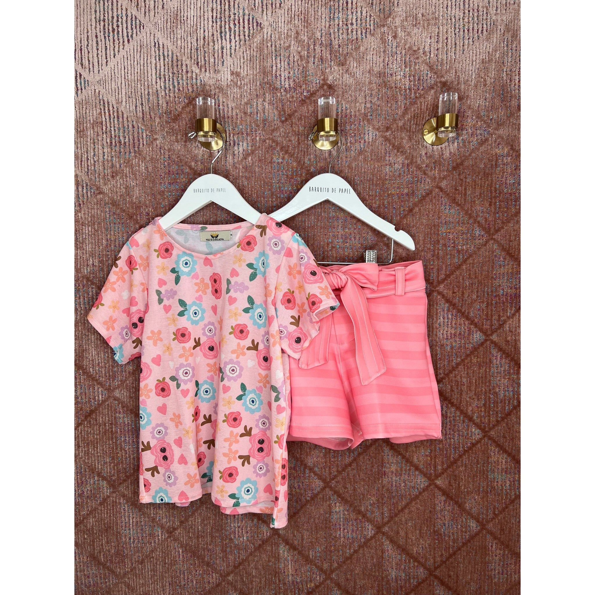 Eugenia Short Set - Peach Flowers