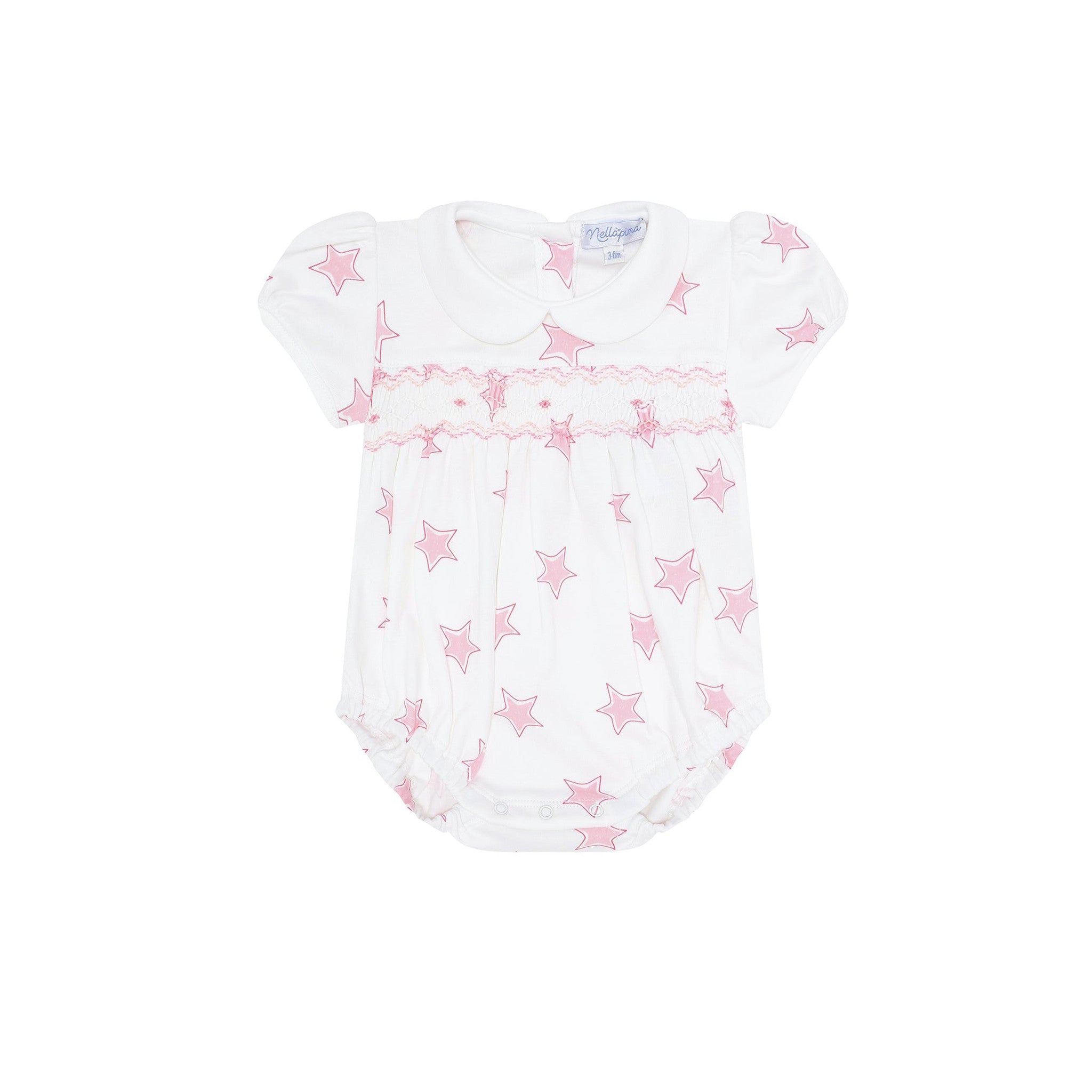 Pink Stars Pima Smocked Bubble