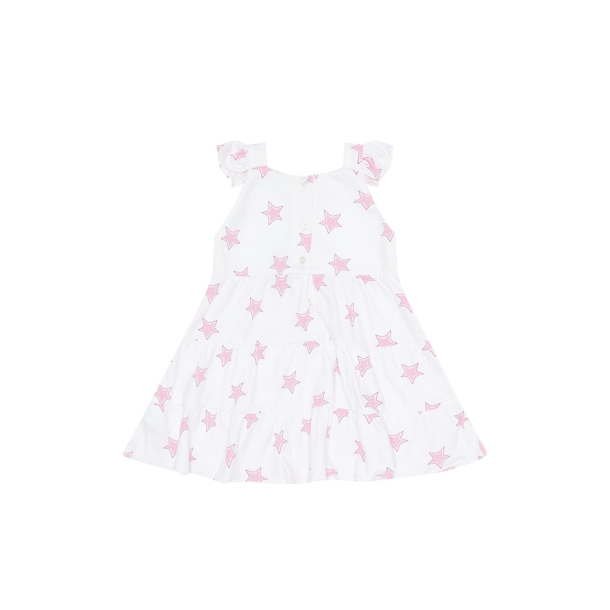 Pink Stars Pima Ruffle Dress