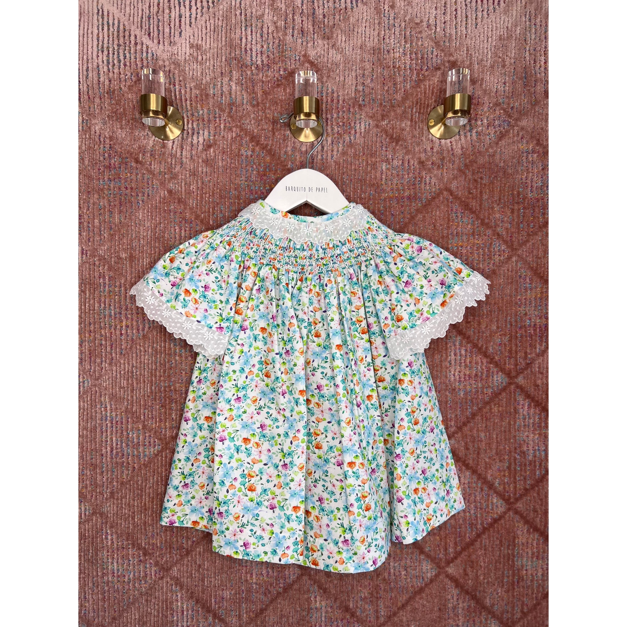 Turquesa Flor Smocked Dress