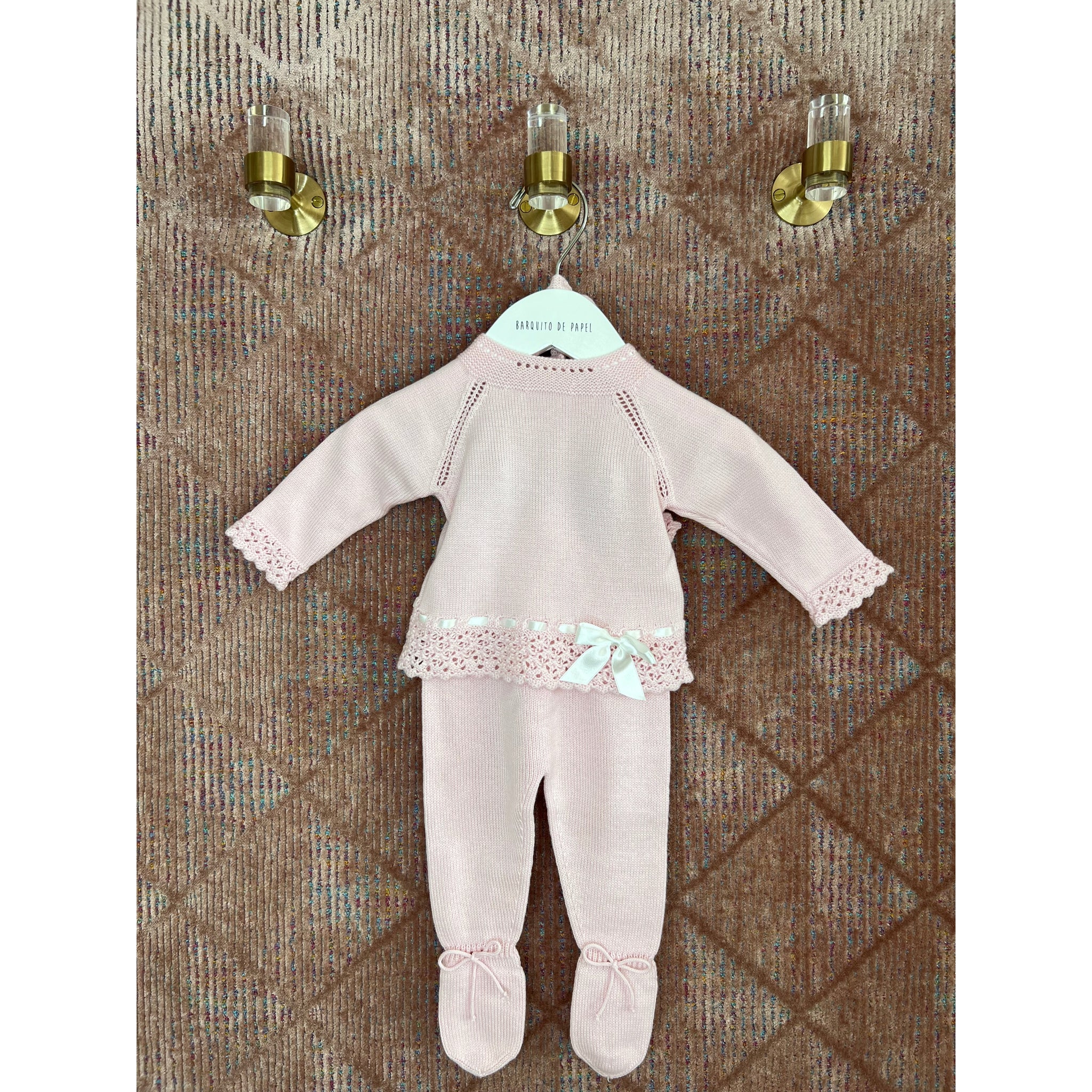 Pink and Bow Knitted Set - Several Colors
