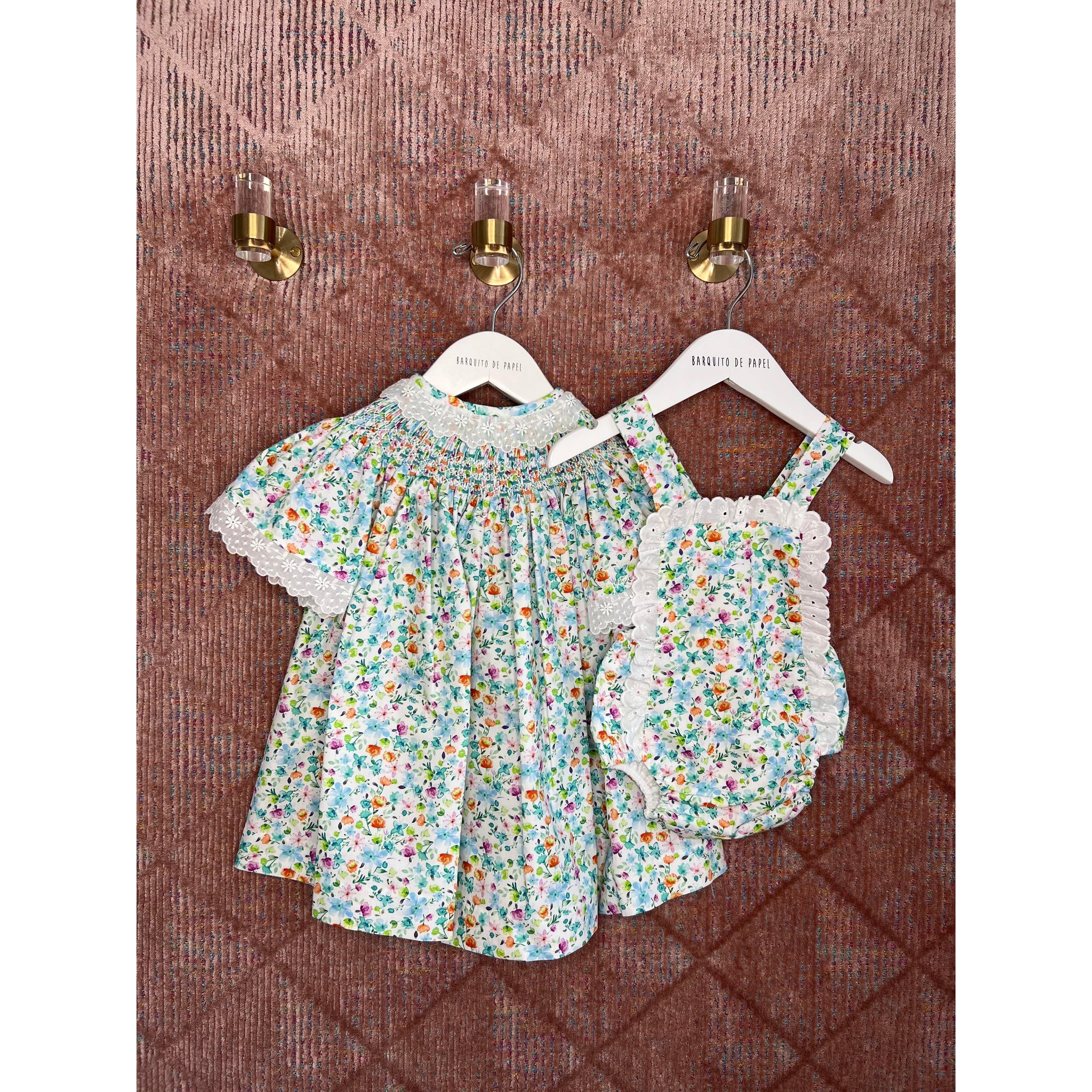 Turquesa Flor Smocked Dress