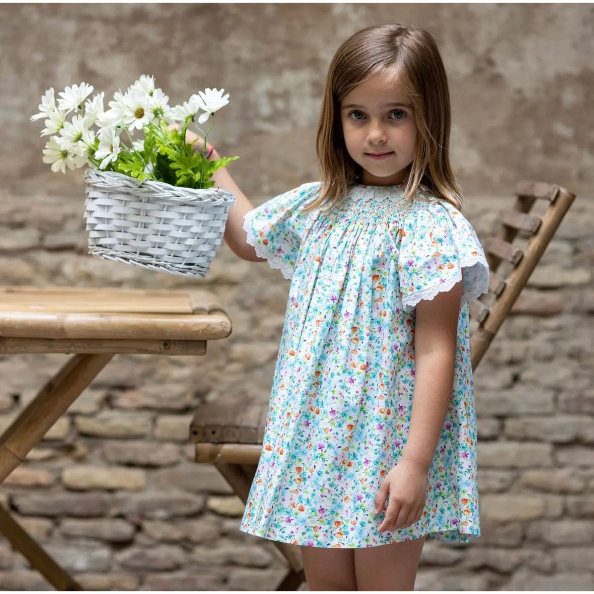 Turquesa Flor Smocked Dress