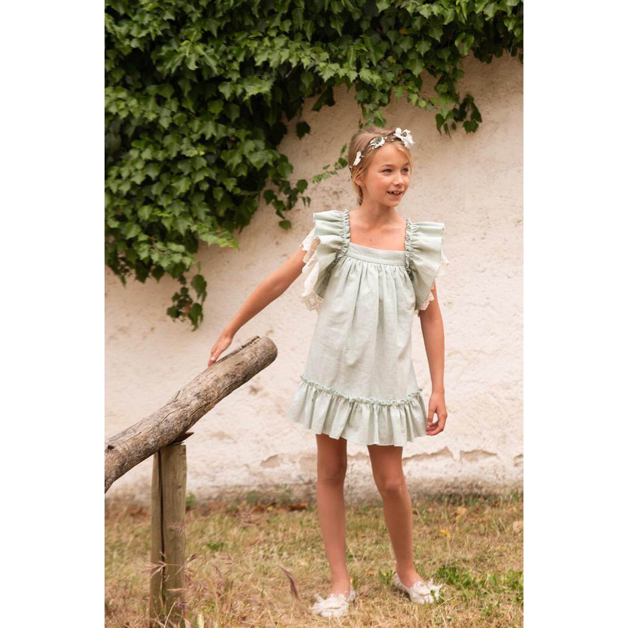 Manuela Linen Lace Dress