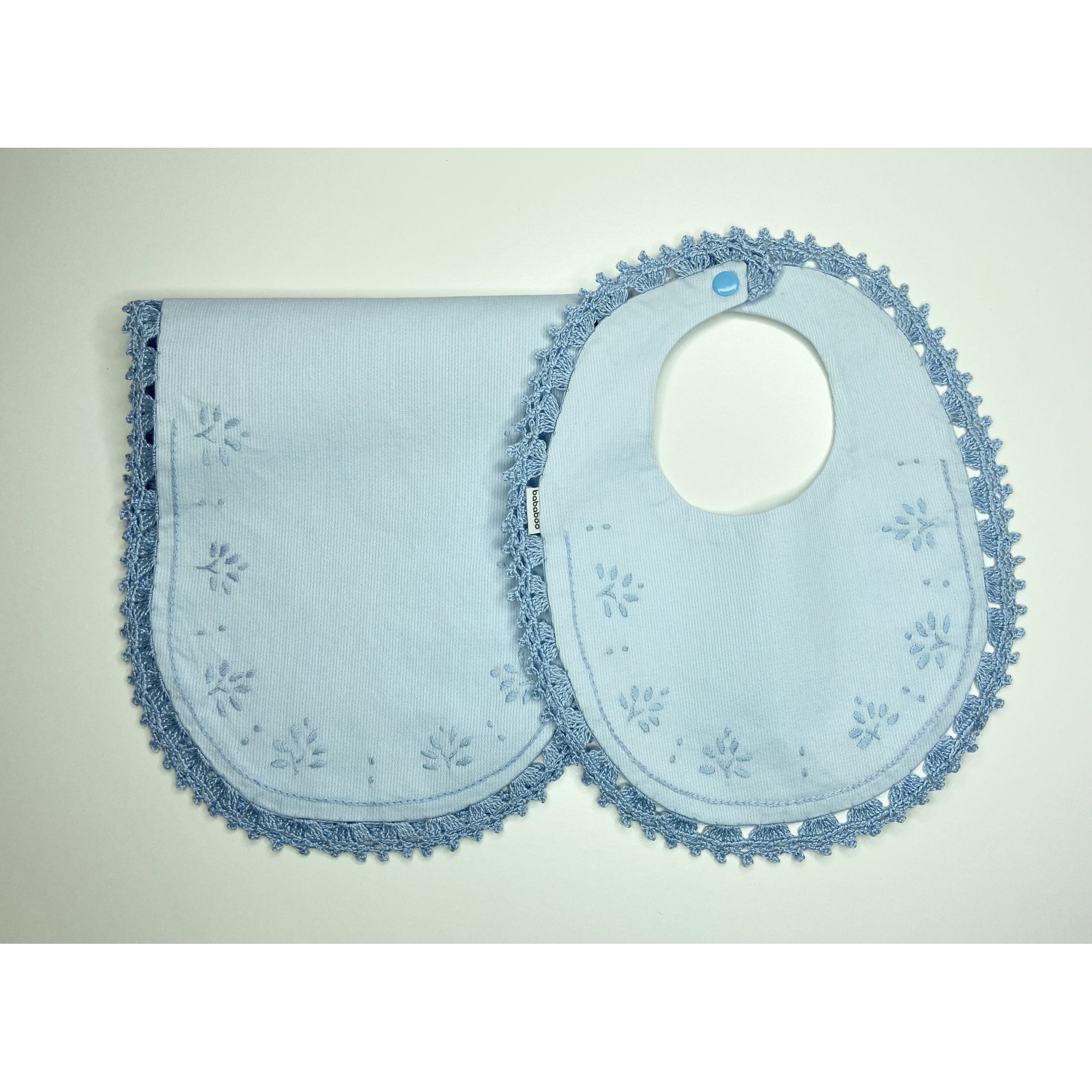 Hand Embroidered Burp & Bib Set